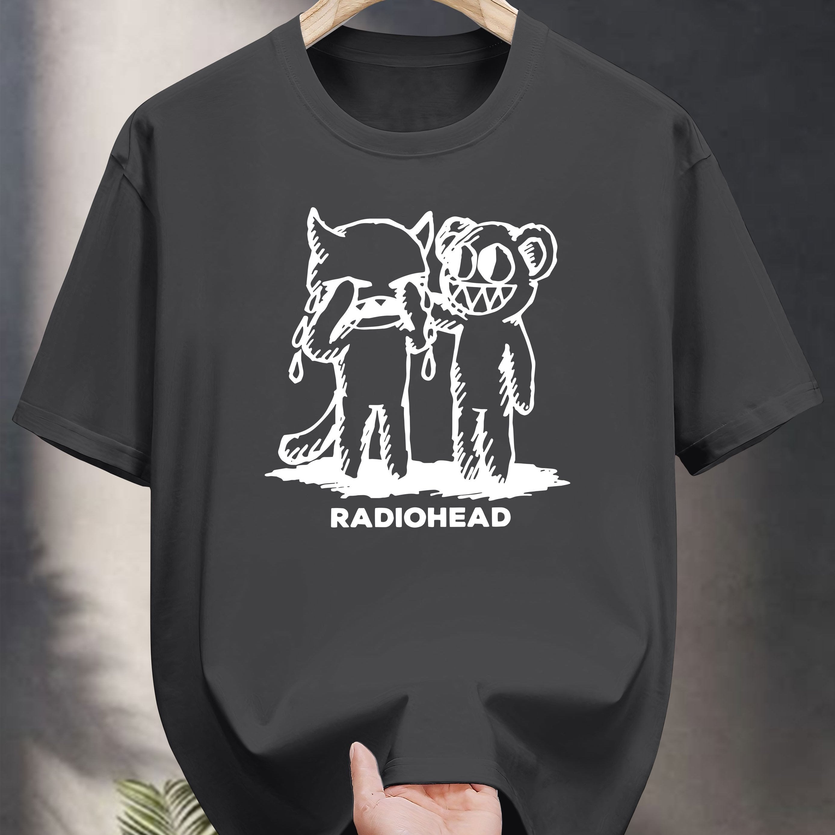 200G 100% Cotton Print Short Sleeve T-Shirt - ""Radiohead"" Graphic Design, Casual Summer Tee For Adults, Round Nec