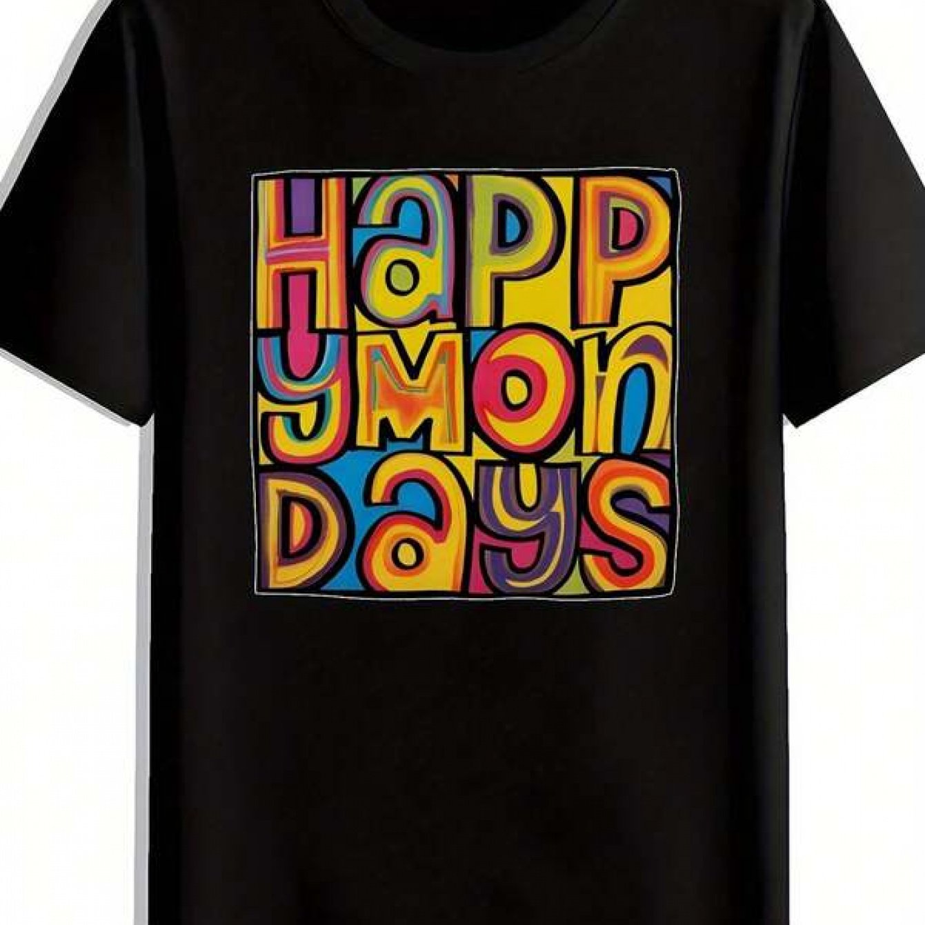 Retro Rock Band Graphic T-Shirt | Lightweight Men'S Black Short Sleeve Round Neck Tee With Bold Happy Mondays Color