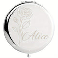 Personalized Floral Pocket Mirror For Makeup, Perfect As A Graduation Present For Sisters, Bridesmaids, Friends, Or