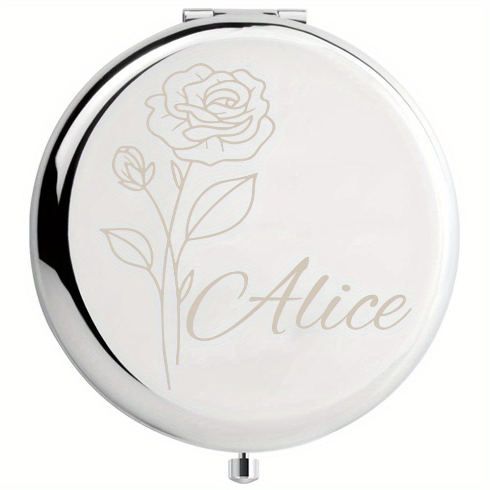 Personalized Floral Pocket Mirror For Makeup, Perfect As A Graduation Present For Sisters, Bridesmaids, Friends, Or