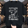 Capitalism Is A Death Cult Graphic Tee - Black Crew Neck Short Sleeve T-Shirt | Vintage Protest Statement Apparel