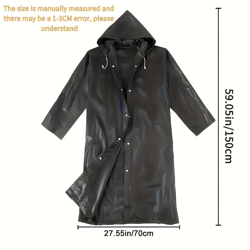 Durable Outdoor Long Rain Jacket, Easy-To-Use One-Piece Rain Gear, Ideal For Fishing, Biking, Hiking, And Trekking