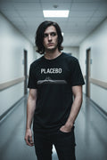 Placebo Men'S Casual Graphic T-Shirt - Black Abstract Mountainwave Print, Breathable Round Neck Summer Tee, Machine