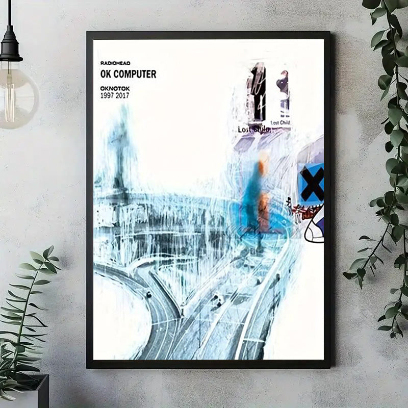 1Pc Canvas Poster, Modern Art, Music Album Singer, Creative, Ok Computer Cover Poster, Ideal Gift For Bedroom Livin