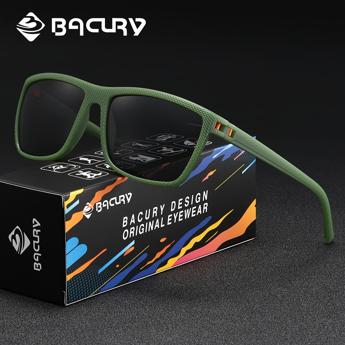 Bacury Polarized Sunglasses Ultra Light Comfortable Square Sunglasses Driving Climing Riding Fishing Eyewear Gift M
