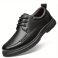 Men'S Genuine Leather S - Low-Top Lace-Up Oxfords With Cushioned Insole & Non-Slip Rubber Sole, Black, For Business