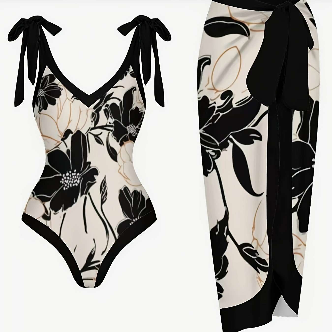 [Elegant | One-Piece] Elegant Women'S One-Piece Swimsuit | Wrap Skirt Two-Piece Beachwear