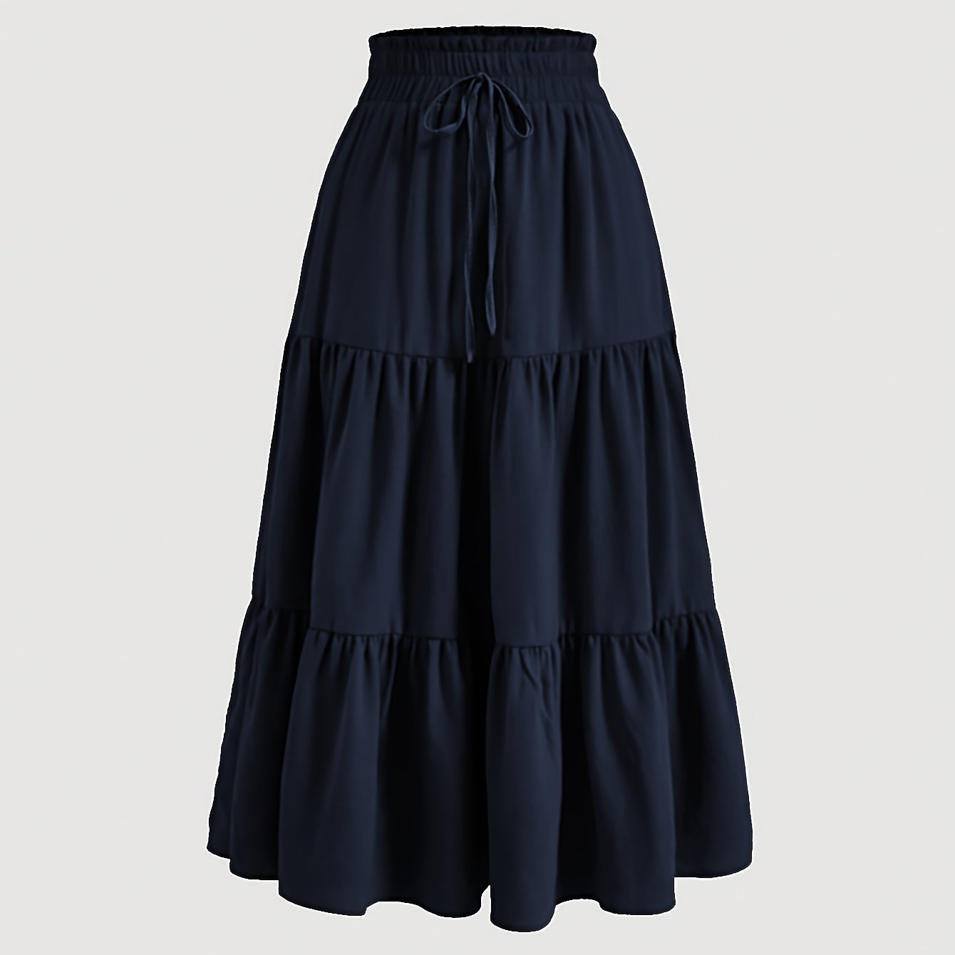 [For The Beach] Long Pleated A-Line Skirts , Perfect For The Beach, Featuring An Elastic High Waist