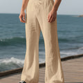 Men'S Breathable And Lightweight Linen Casual Flared Pants, Perfect For Beach Vacations, Indoor Wear, And Everyday