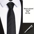 2Pcs/Set Men'S No-Tie Zipper Business Tie Set, One-Button Instant Tie, No Knotting, 8Cm/3.15In Striped Multicolor T