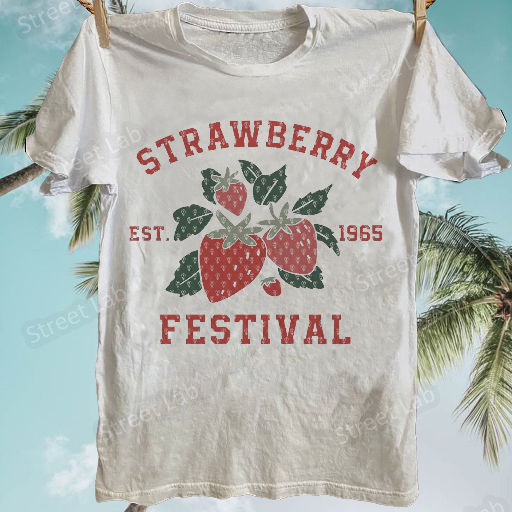 Men'S Vintage Strawberry Festival T-Shirt - 100% Cotton Soft Breathable Retro Strawberry & Strawberry Lettering Pri