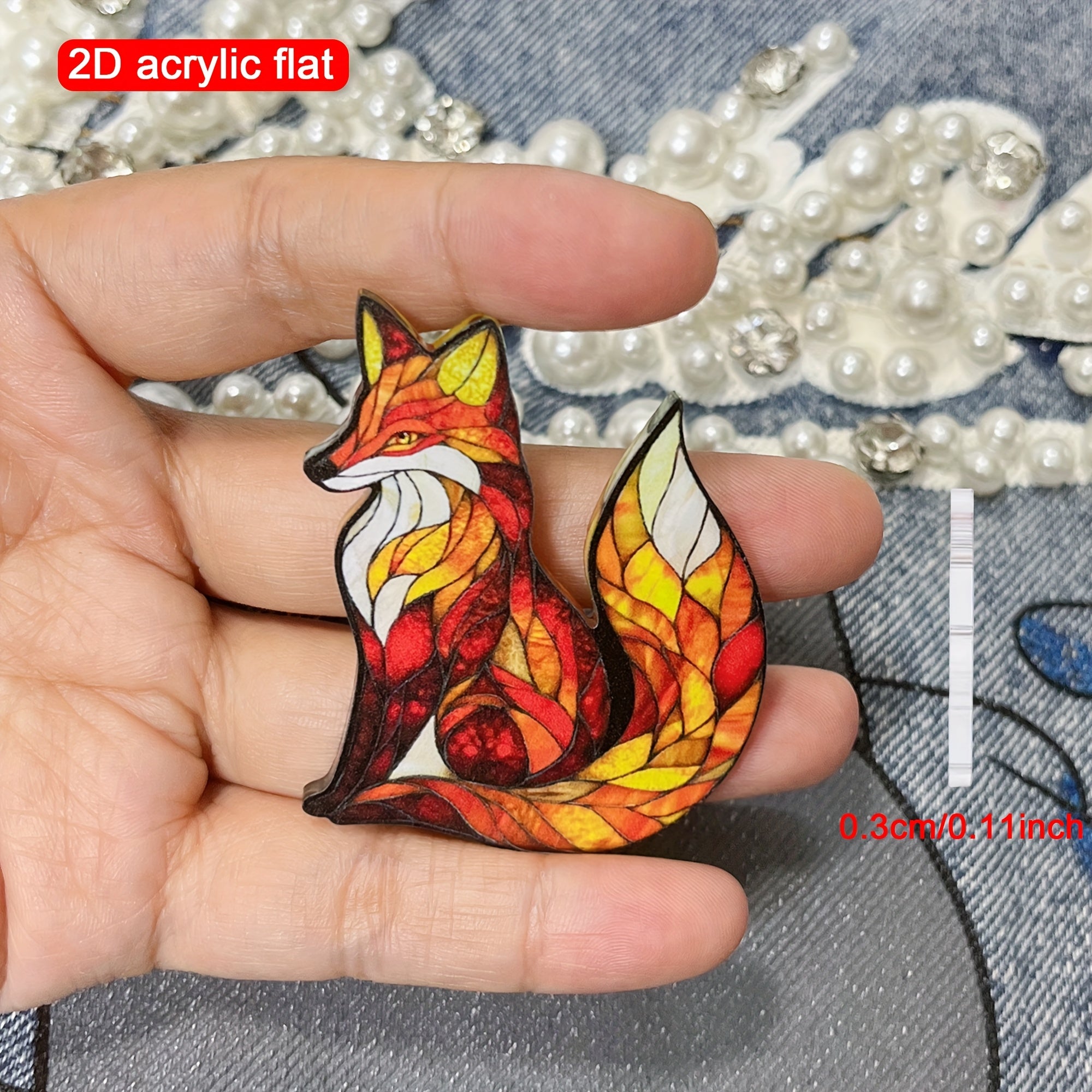 2D Flat, 1Pc, Cartoon Cute Fox Acrylic Brooch, Fashionable Lapel Pin, Suitable For Fox Lovers, Perfect For Clothing