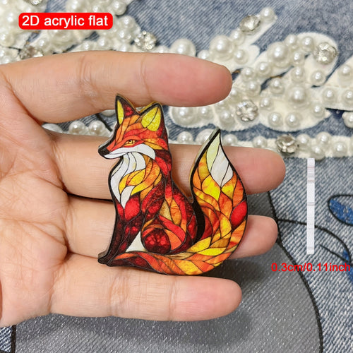 2D Flat, 1Pc, Cartoon Cute Fox Acrylic Brooch, Fashionable Lapel Pin, Suitable For Fox Lovers, Perfect For Clothing