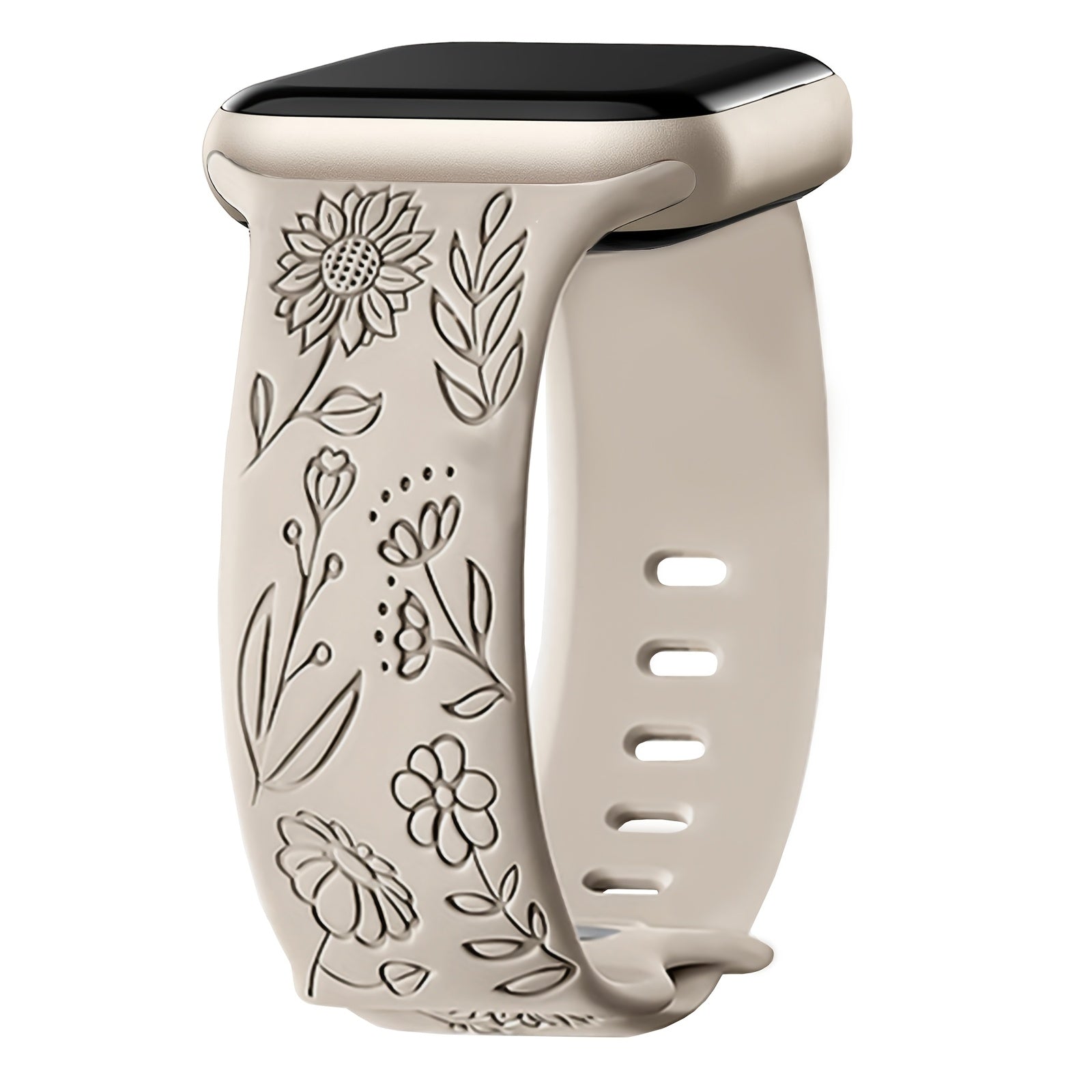 Flower-Etched Bands Suitable For Various For Apple Watch Sizes, Designed . These Soft Silicone Straps Feature An Ad