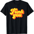Vintage 80S Disco Funk Graphic T-Shirt - Black With Bold Yellow Thank You Print, Short Sleeve Round Neck Casual Tee