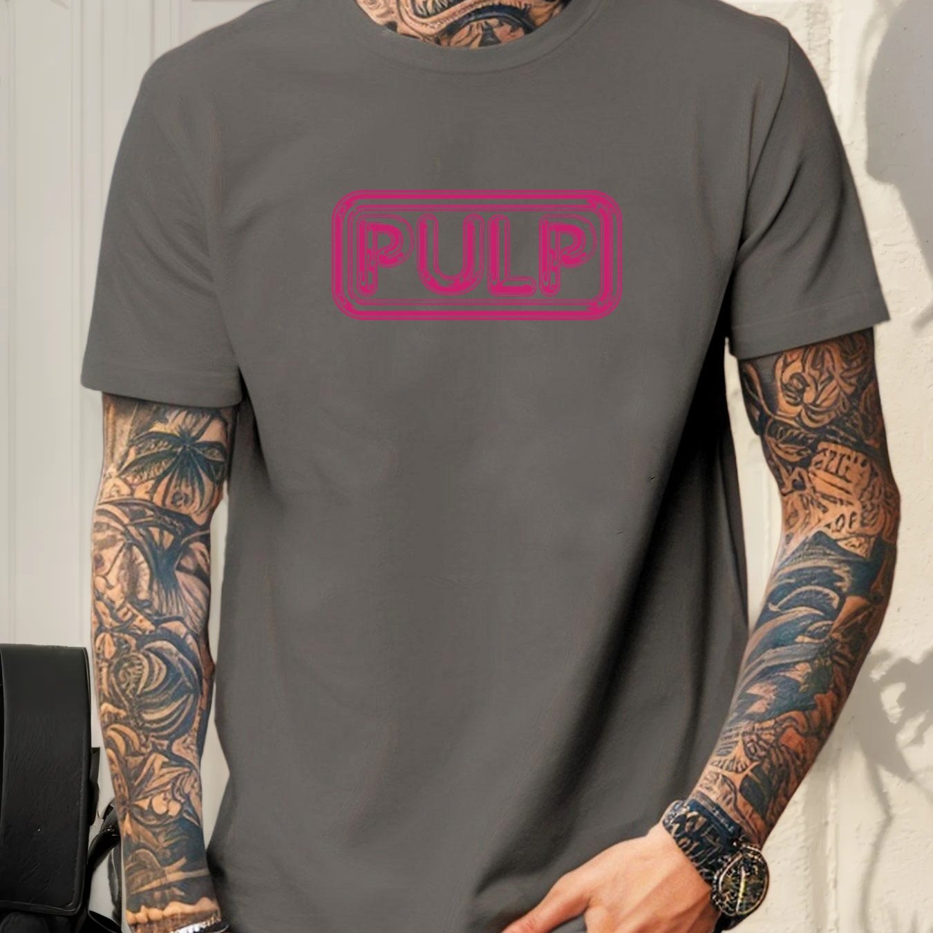 Men'S Pulp Graphic T-Shirt - Pulp Lettering Tee, Navy Casual Everyday Shirt For Concerts, Parties, Casual Attire