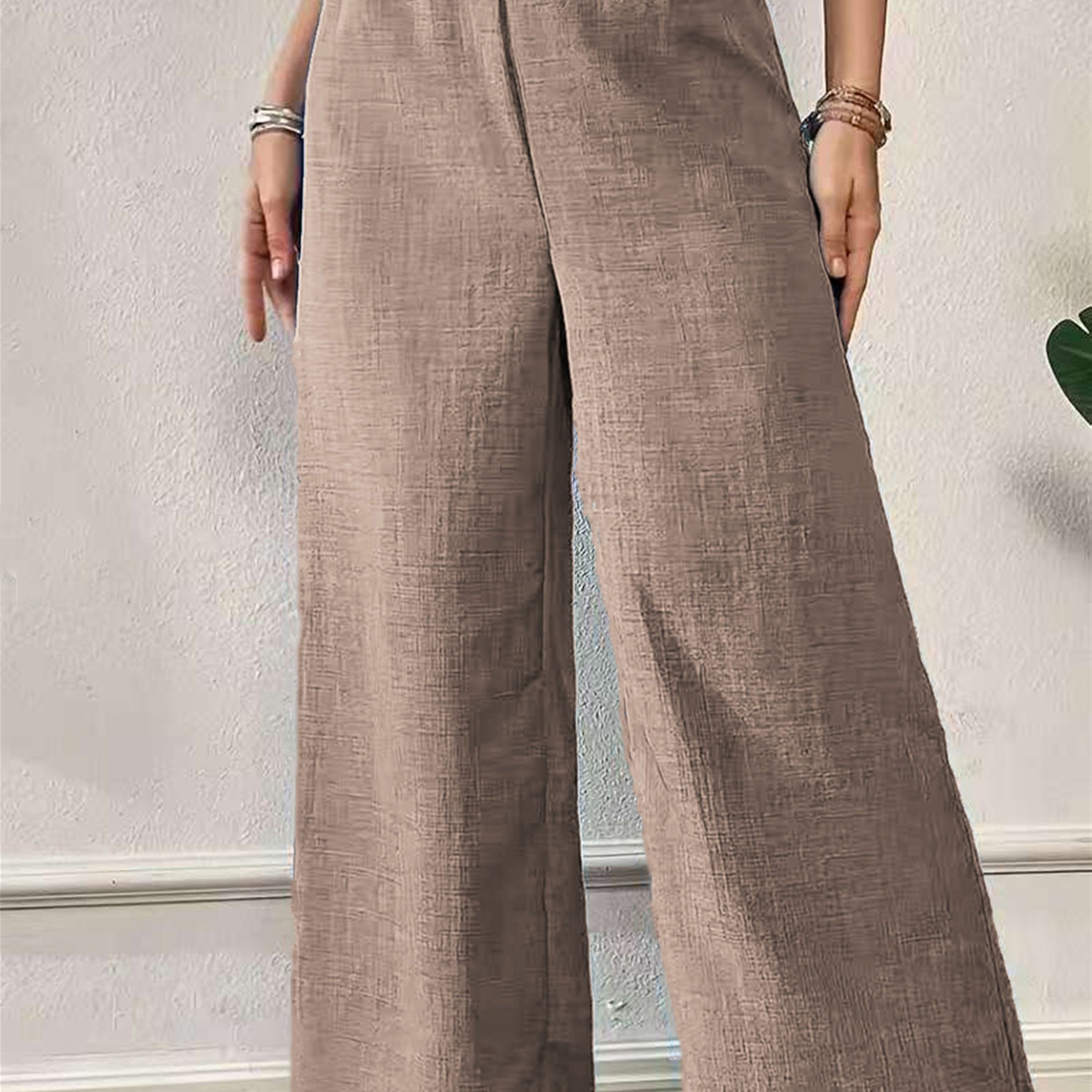 [Solid Color Wide-Leg] Elegant Fashionable Women'S High-Waisted Wide-Leg Pants | Solid Color, Straight-Leg Design