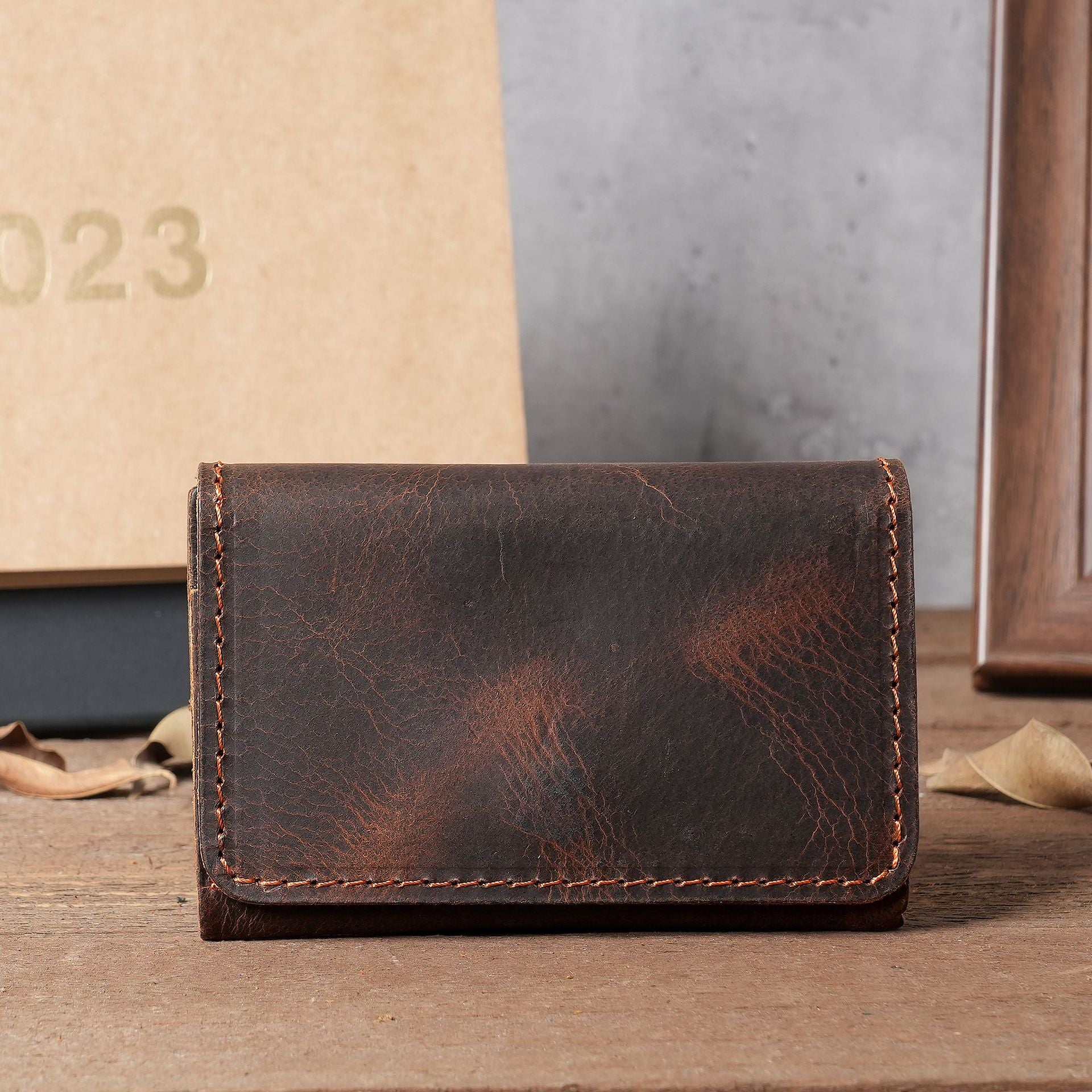 [Factory Leather Card Case] 1070 Genuine Leather Men'S Card Holder | Driver'S License Case, Accordion Credit Bank C