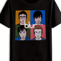 Men'S Black Blur Retro Rock Band Logo T-Shirt - Loose Fit Short Sleeve Round Neck Vintage Music Tee For Concerts, F