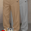 Men'S Casual Pants, Two-Pc - Features A Drawstring Waist With Button Accents, Straight-Leg Design, And A Loose, Rel