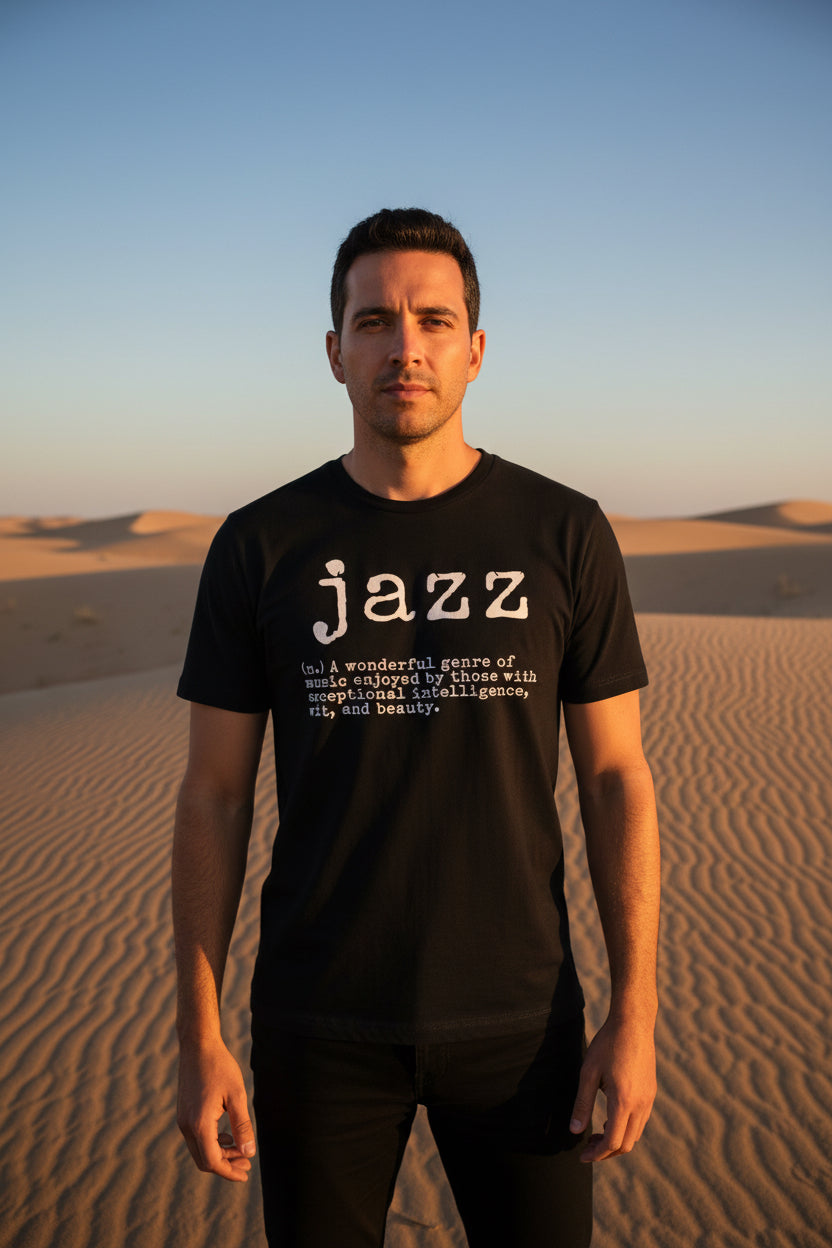 Men'S Vintage Jazz T-Shirt / Black Crew Neck Tee With ""Jazz"" Definition / Retro Music Lover Shirt For Concerts, C