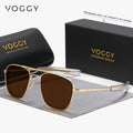 [Sunglasses]Voggy Fashionable Simple Pilot Lightweight Metal Protection Polarized Glasses, And Women Driving, Cycli