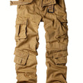 Men'S Khaki Pure Cargo Pants Featuring 8 Pocket Designs, Practical Side Pockets, Made From 100% Pure, Suitable For