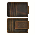 Male Quality Leather Designer Travel Slim Wallet Front Pocket Magnetic Money Clip Mini Card Case Purse 1058