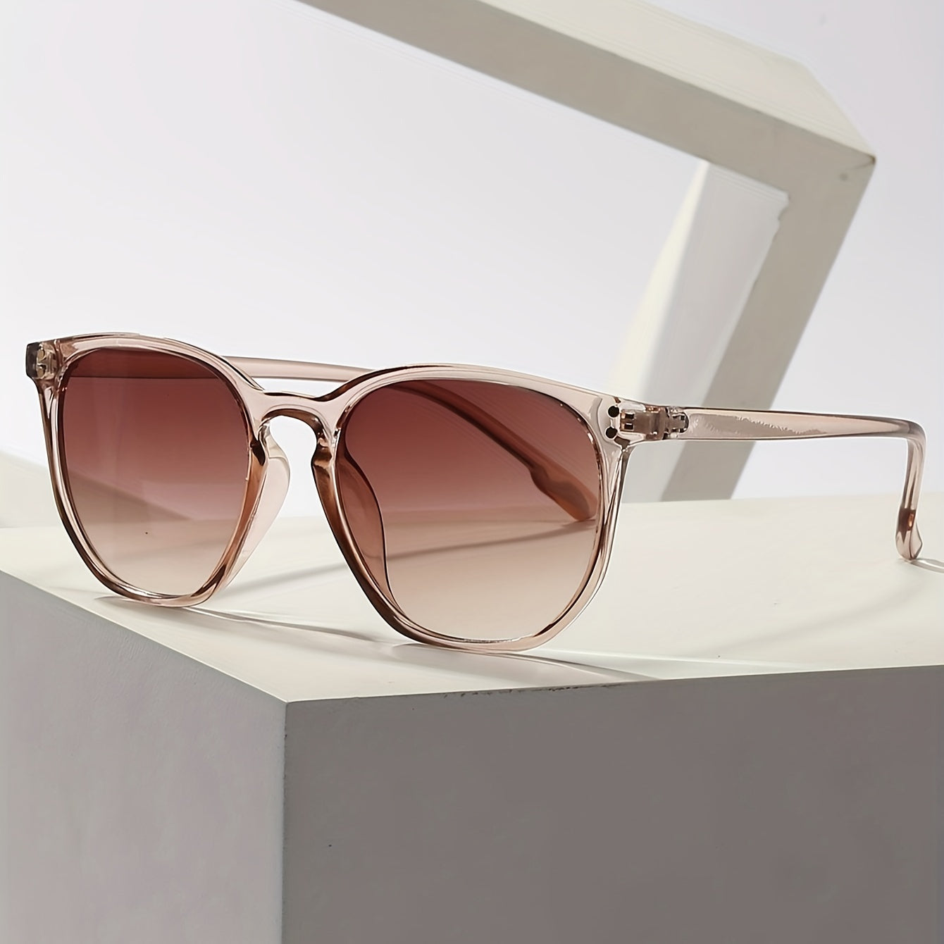 Glam Gradient, Chic Retro Round Glasses - Gradient Lens, Metal Hinge, Pc Frame - Perfect For & Party