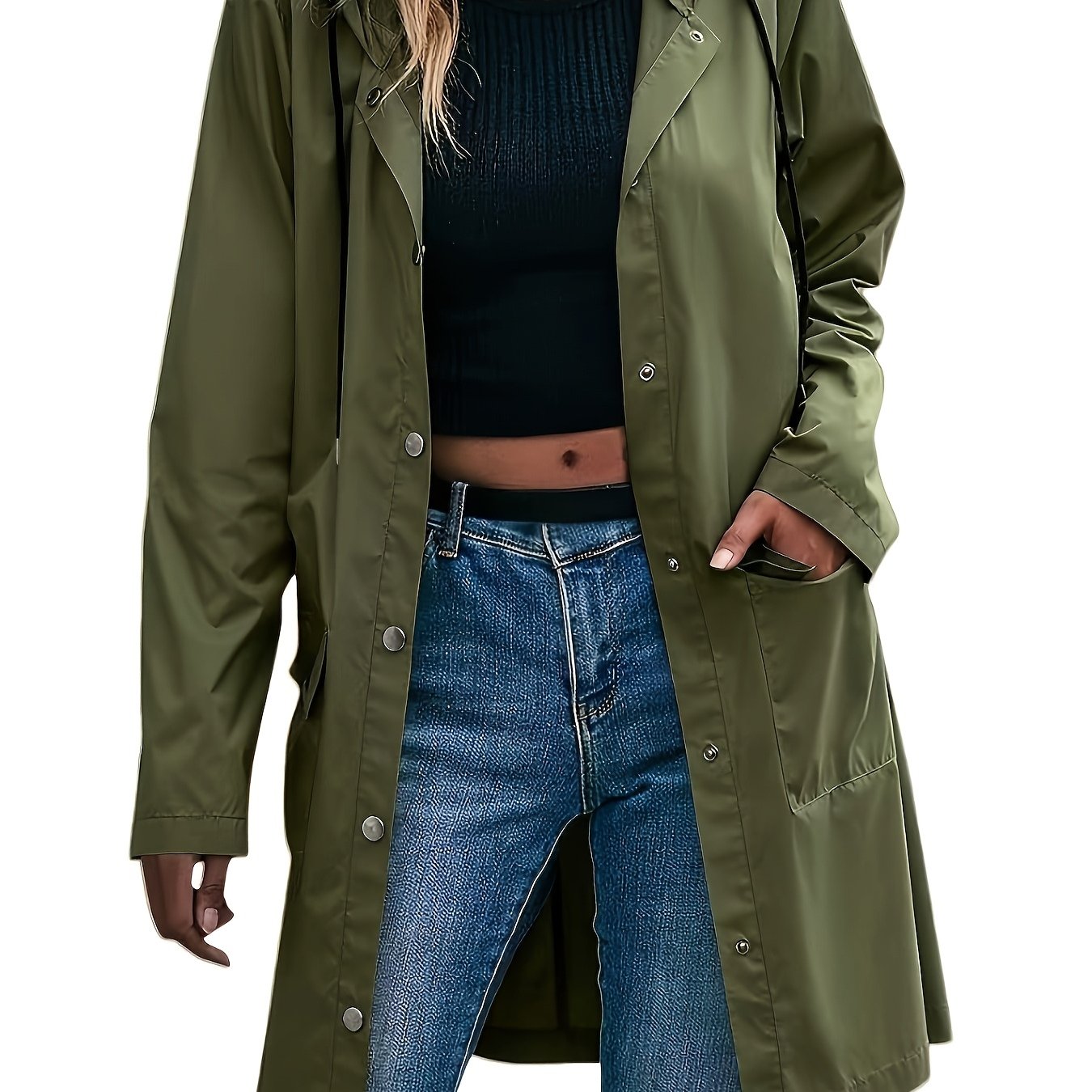 Zll Women'S Long Windproof Breathable Lightweight Outdoor Jacket Hooded Trench Coat