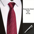 2Pcs/Set Men'S No-Tie Zipper Business Tie Set, One-Button Instant Tie, No Knotting, 8Cm/3.15In Striped Multicolor T