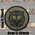 An Owl Embroidered Patch With Tactical Hook-And-Loop Backing + Vest/Harness Badge, Embroidered Hook-And-Loop Fasten