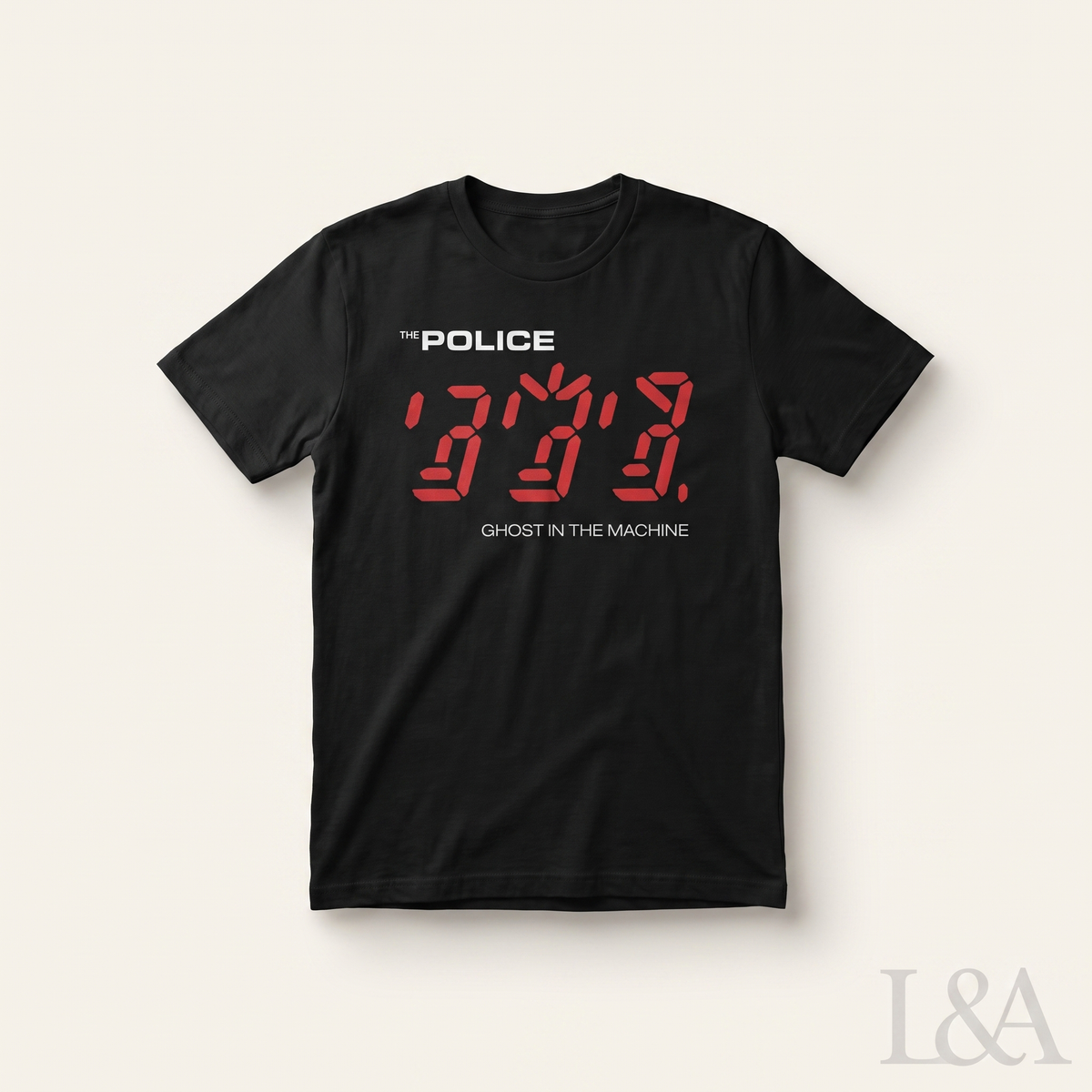 The Police Graphic T-Shirt on plain background with L&A watermark