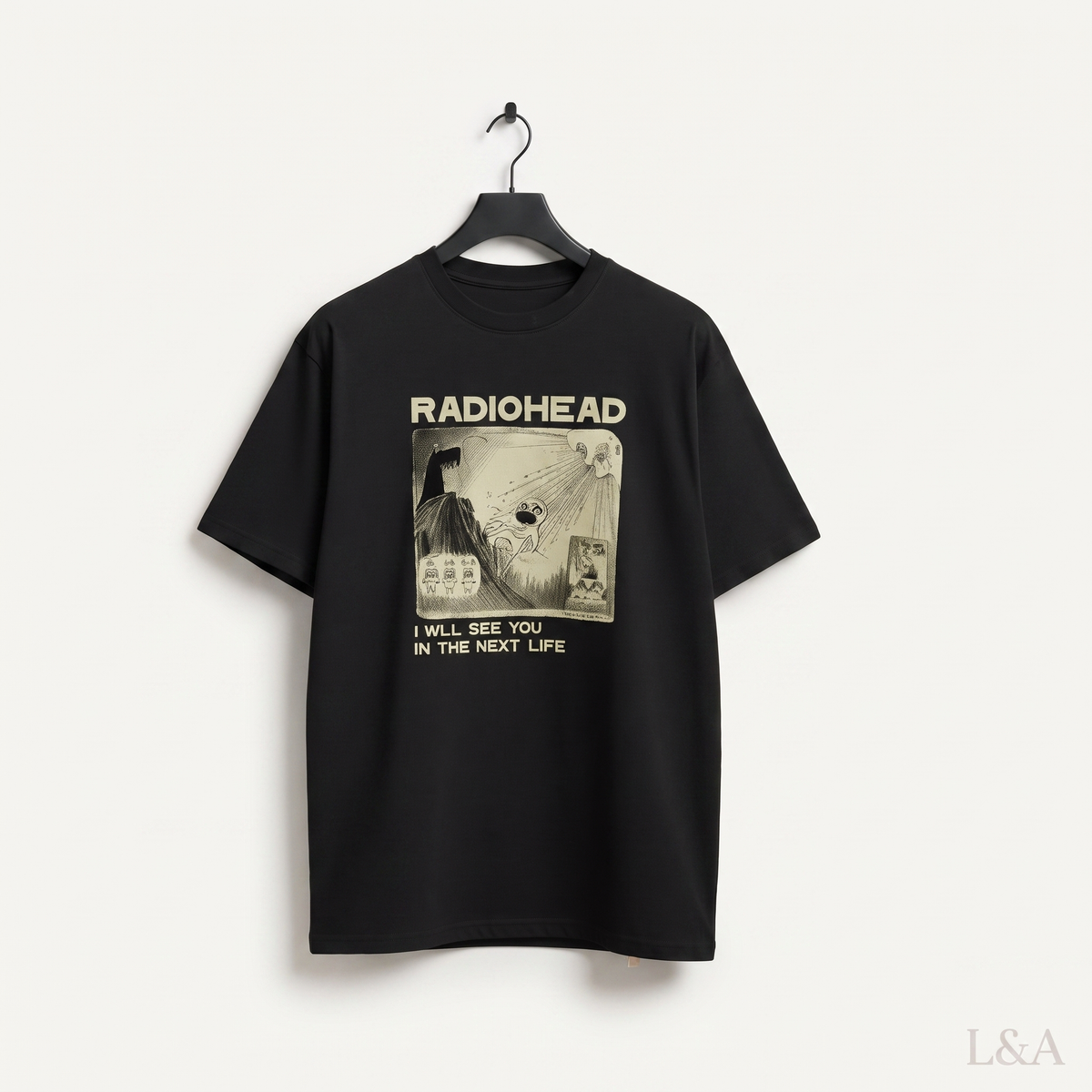 All-Over Print Graphic T-Shirt on plain background with L&A watermark