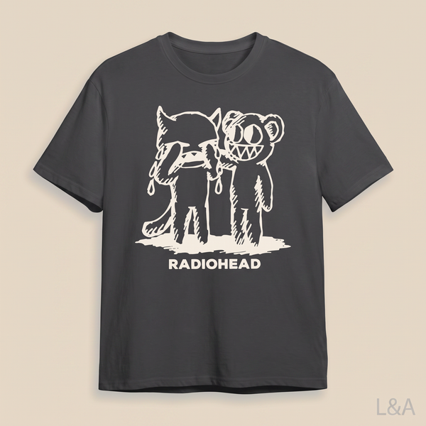 Radiohead Graphic T-Shirt on plain background with L&A watermark