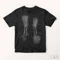 Violin Graphic T-Shirt on plain background with L&A watermark