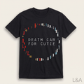 Death Cab for Cutie Tracklist T-Shirt on plain background with L&A watermark