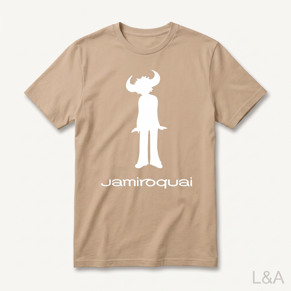 Jamiroquai Silhouette T-Shirt on plain background with L&A watermark