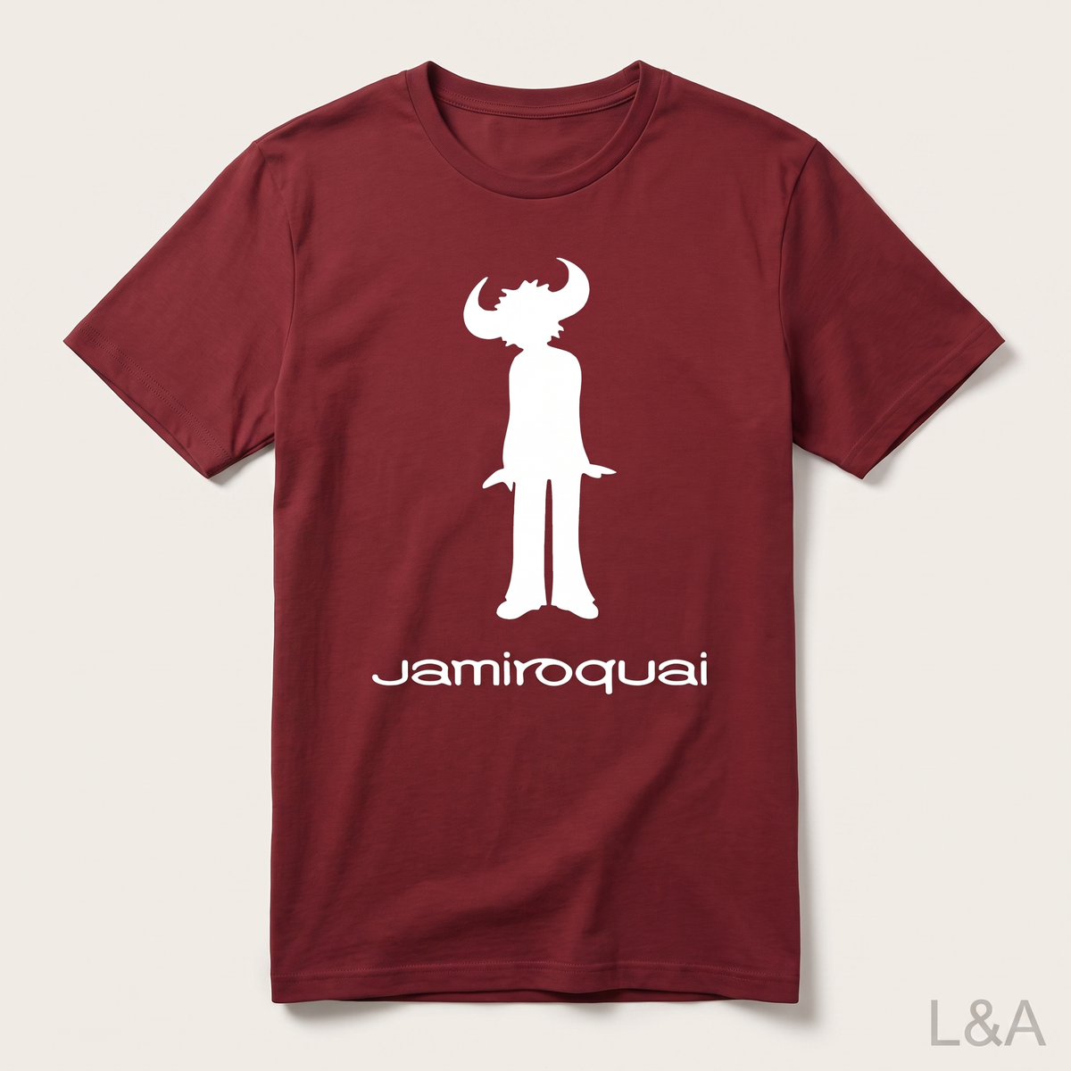 Jamiroquai Silhouette T-Shirt 2 on plain background with L&A watermark