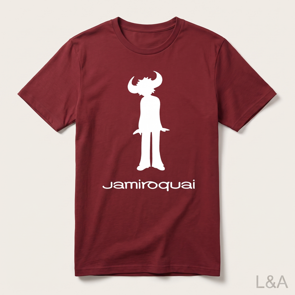 Jamiroquai Silhouette T-Shirt 2 on plain background with L&A watermark