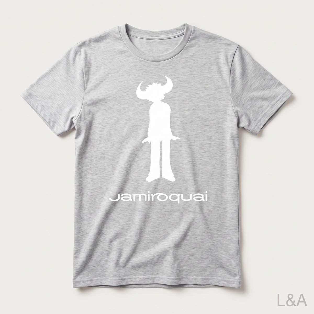 Jamiroquai Silhouette T-Shirt 3 on plain background with L&A watermark