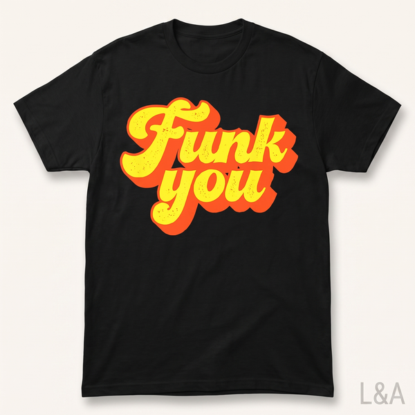 Vintage Disco Funk T-Shirt on plain background with L&A watermark