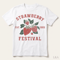 Vintage Strawberry Festival T-Shirt on plain background with L&A watermark