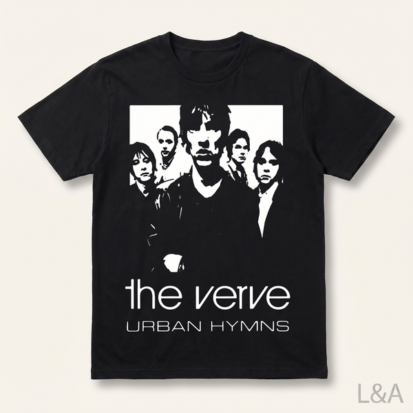 The Verve Urban Hymns T-Shirt on plain background with L&A watermark