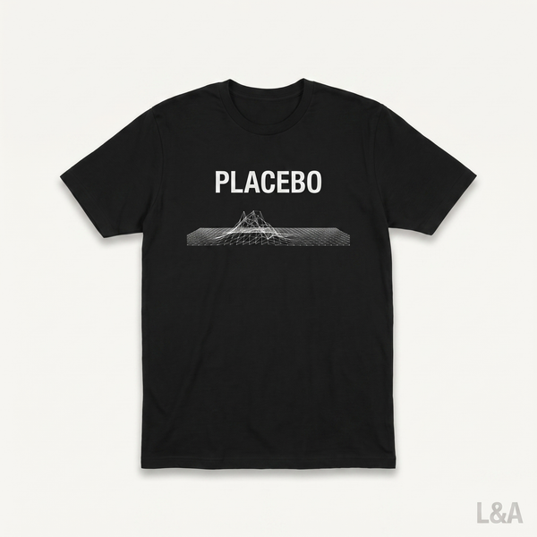 Placebo Graphic T-Shirt on plain background with L&A watermark