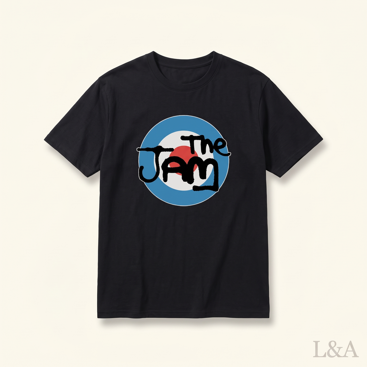 The Jam Graphic Streetwear T-Shirt on plain background with L&A watermark