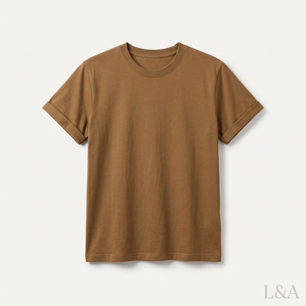 Pure Cotton Print T-Shirt on plain background with L&A watermark