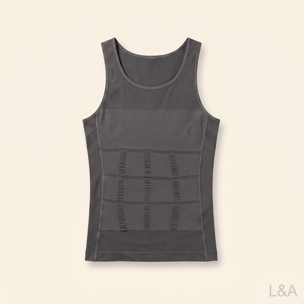 Men's Compression Tank Top - flat lay on cream background