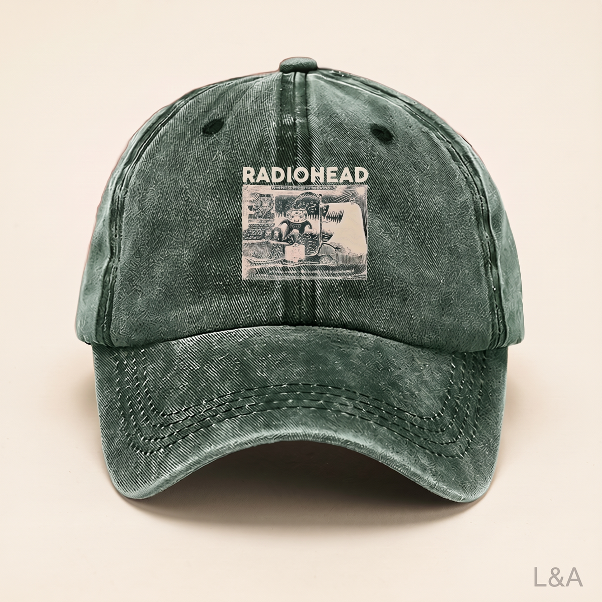 Radiohead Washed Baseball Cap - cream background