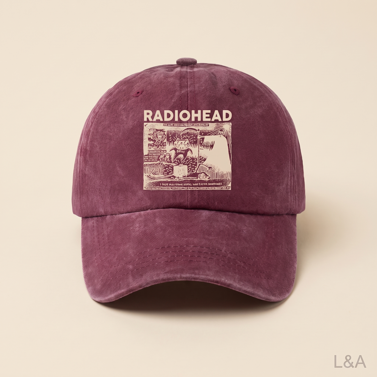 Radiohead Vintage Baseball Cap - cream background
